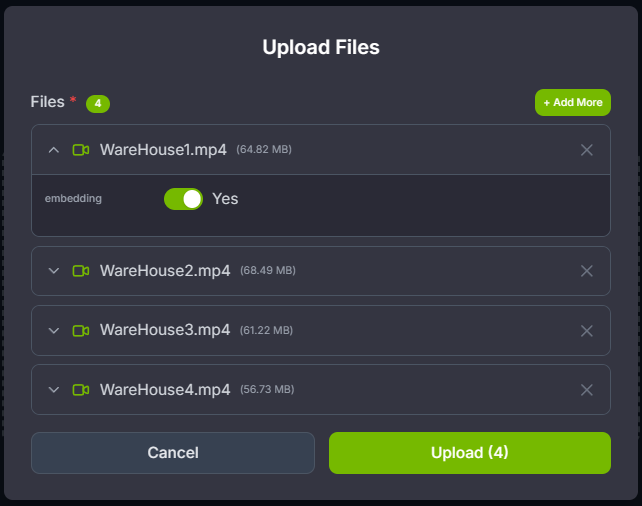 VSS Reference User Interface - Video Management Tab - Upload Dialog