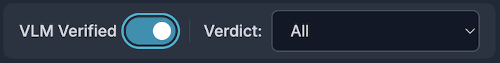 VSS Reference User Interface - Alerts Tab - VLM Verified Toggle Enabled