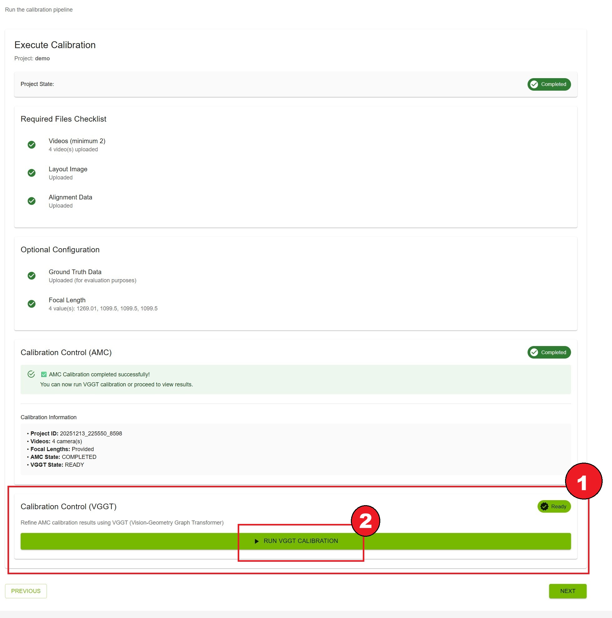 VGGT Calibration Section