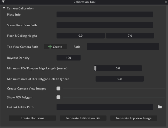 Camera Calibration Panel