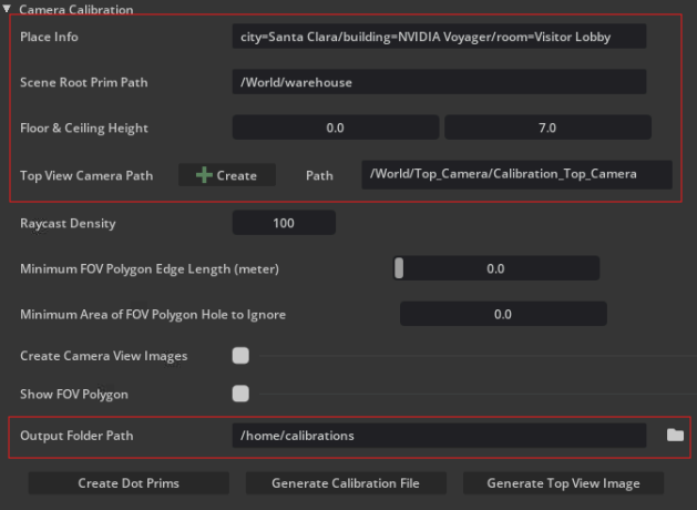 Camera Calibration Settings