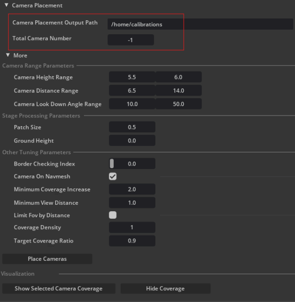 Camera Placement Settings