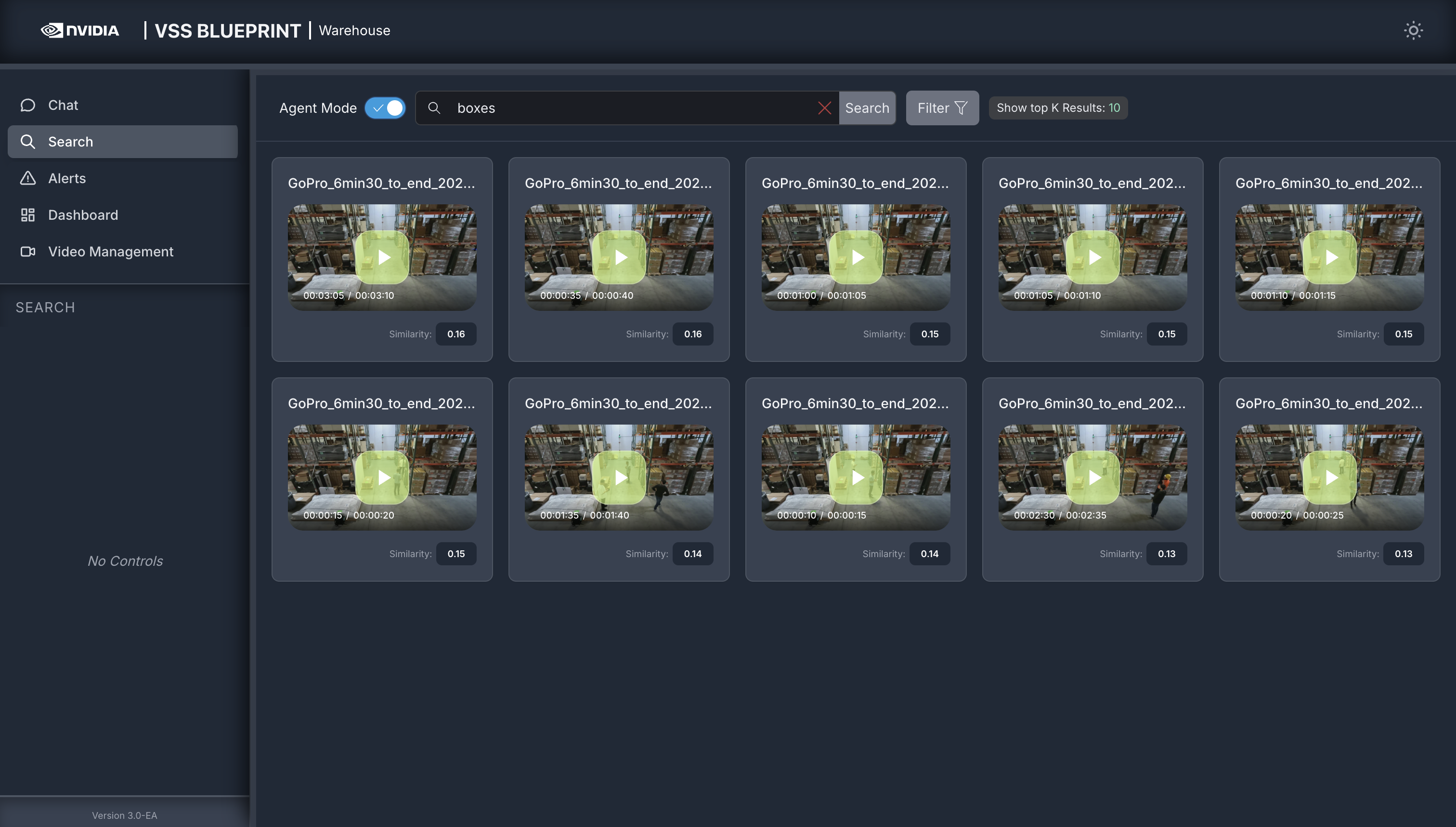 VSS Warehouse BP UI - Search Tab