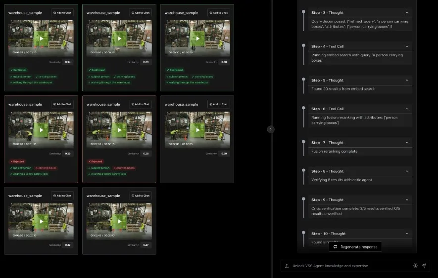 Reasoning trace showing critic agent verification steps