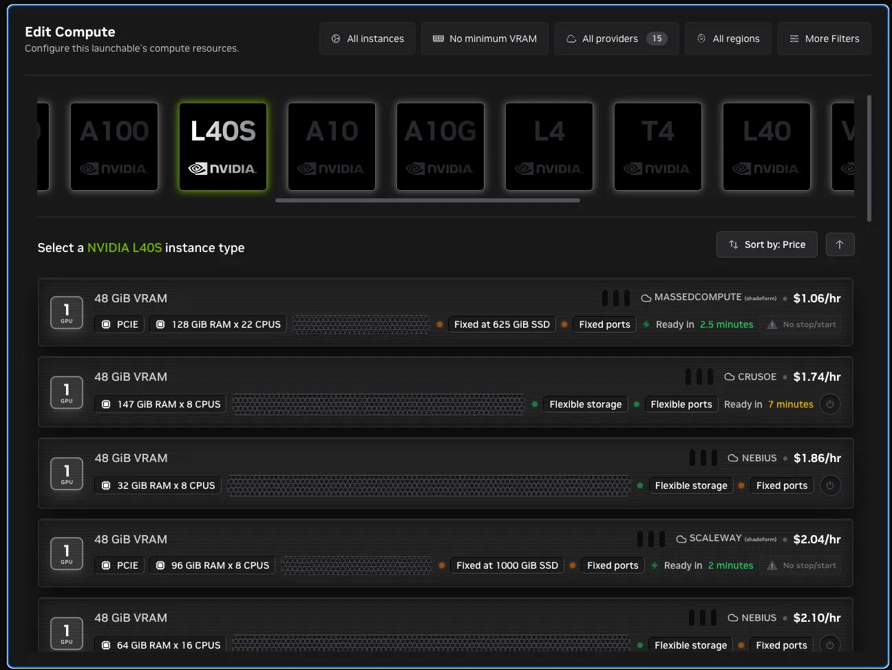 Brev hardware profile and CSP selection