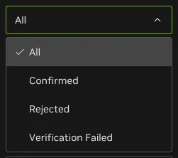 VSS Reference User Interface - Alerts Tab - Verdict Filter