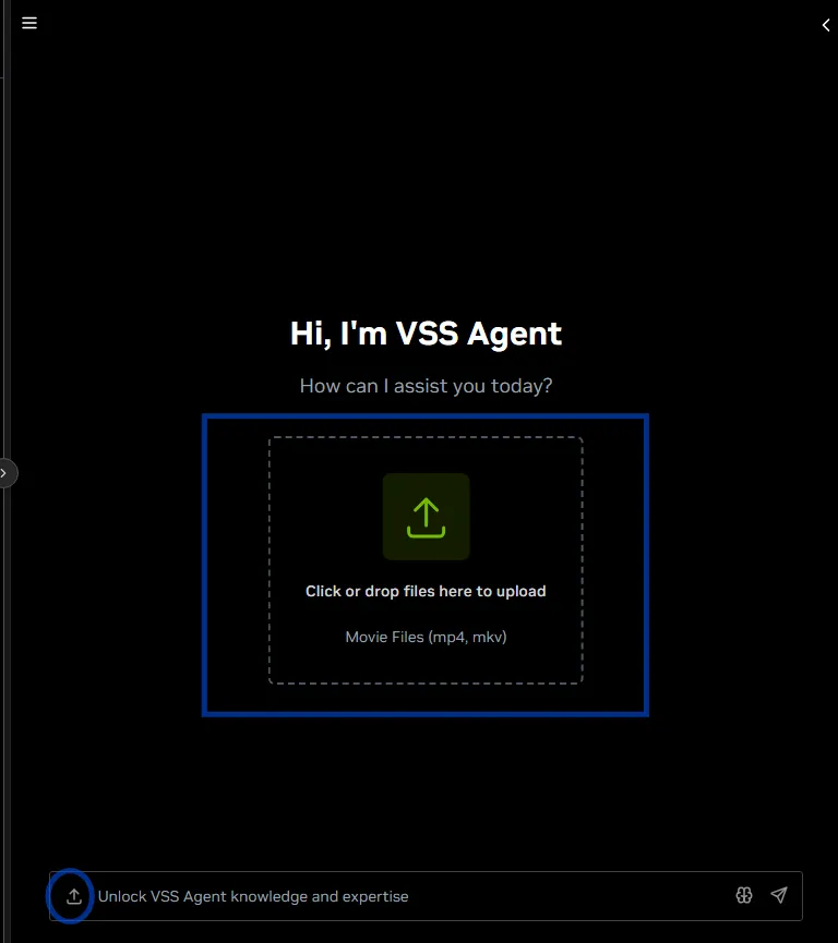 VSS Reference User Interface - Global Chat Sidebar - Video Upload