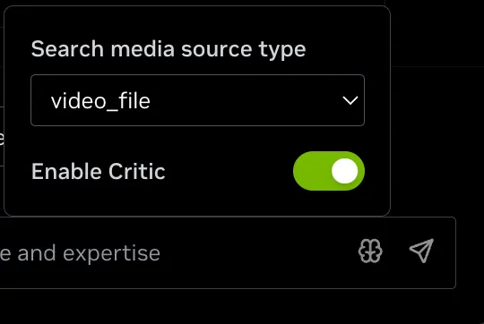 VSS Reference User Interface - Search Tab - Enable Critic Toggle in Chat Sidebar Settings