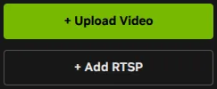 VSS Reference User Interface - Video Management Tab - Upload Video and Add RTSP Buttons