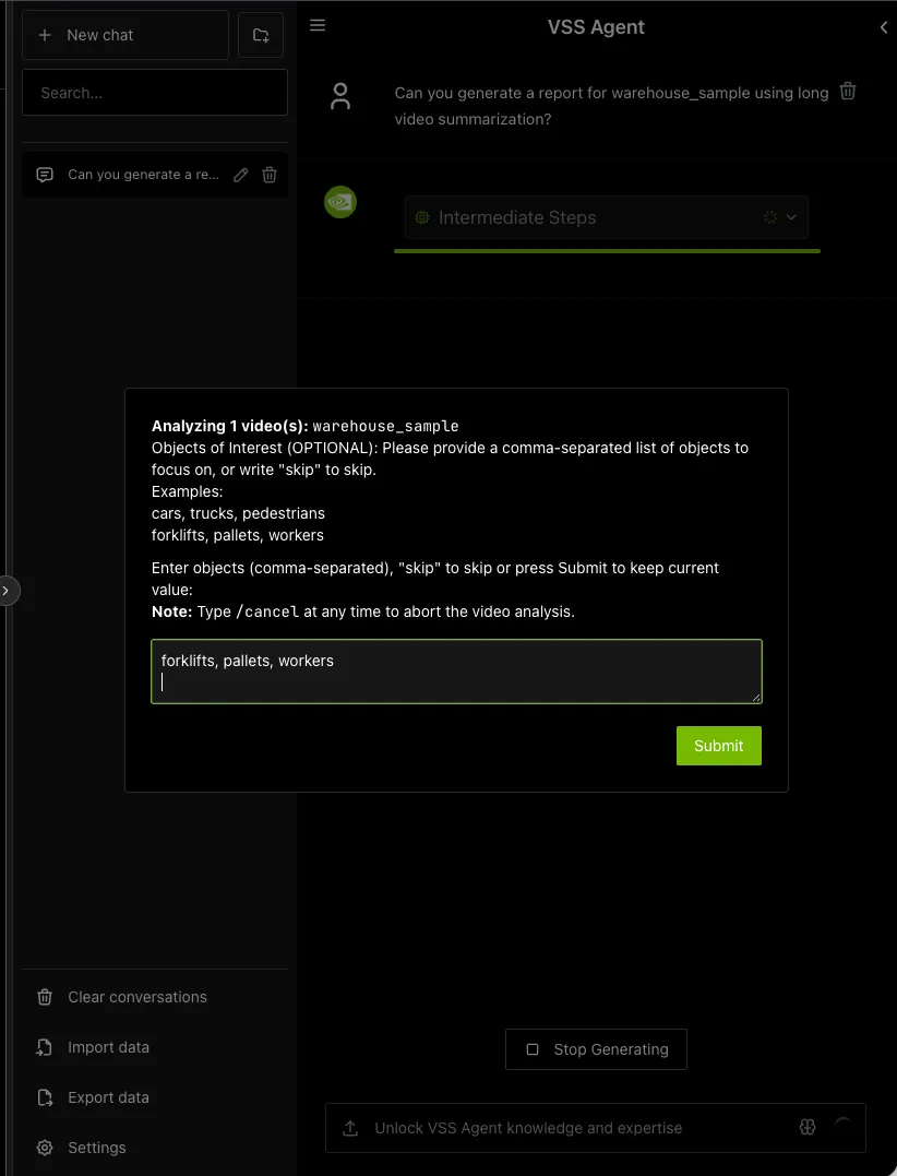 Pop-up for objects of interest input