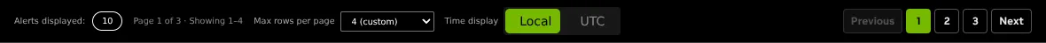 VSS Reference User Interface - Alerts Tab - Table Pagination