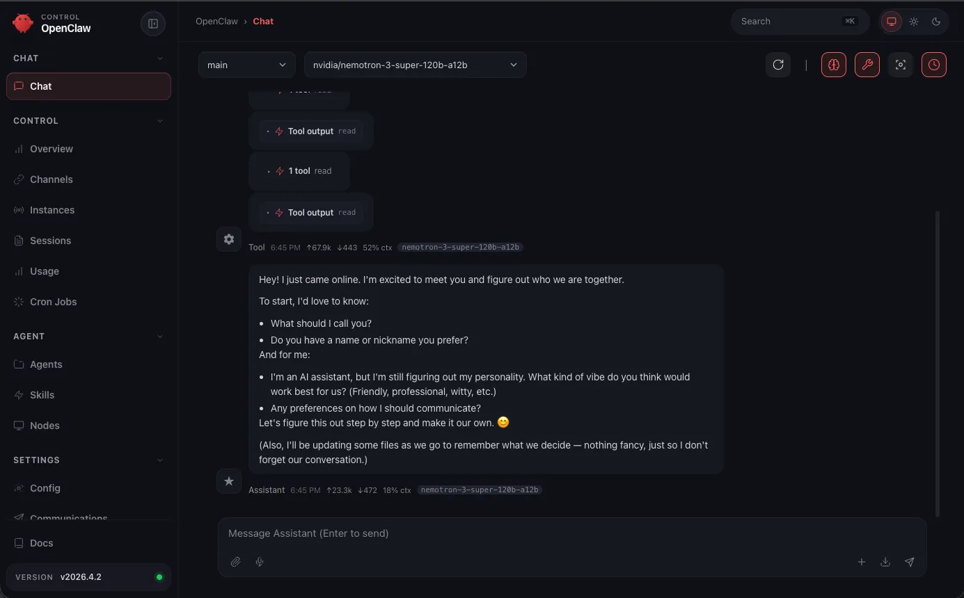 Agent UI chat interface