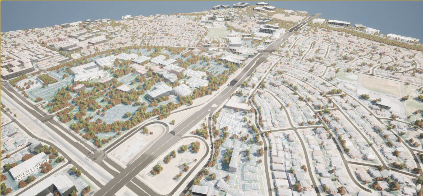 Screenshot of the CARLA digital twin of Montague Expressway in Santa Clara, California
