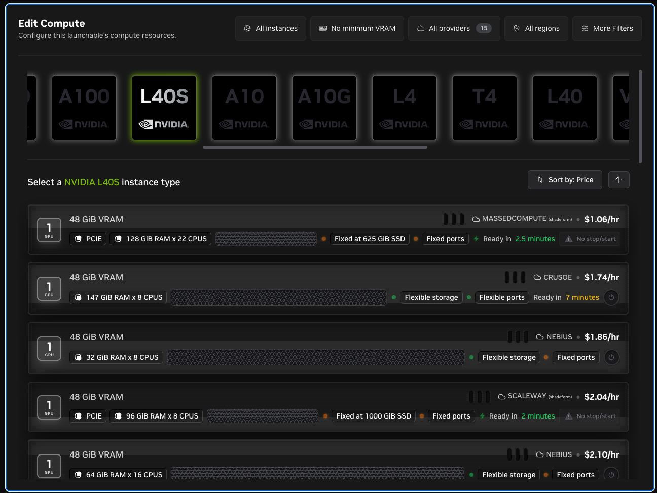 Brev hardware profile and CSP selection