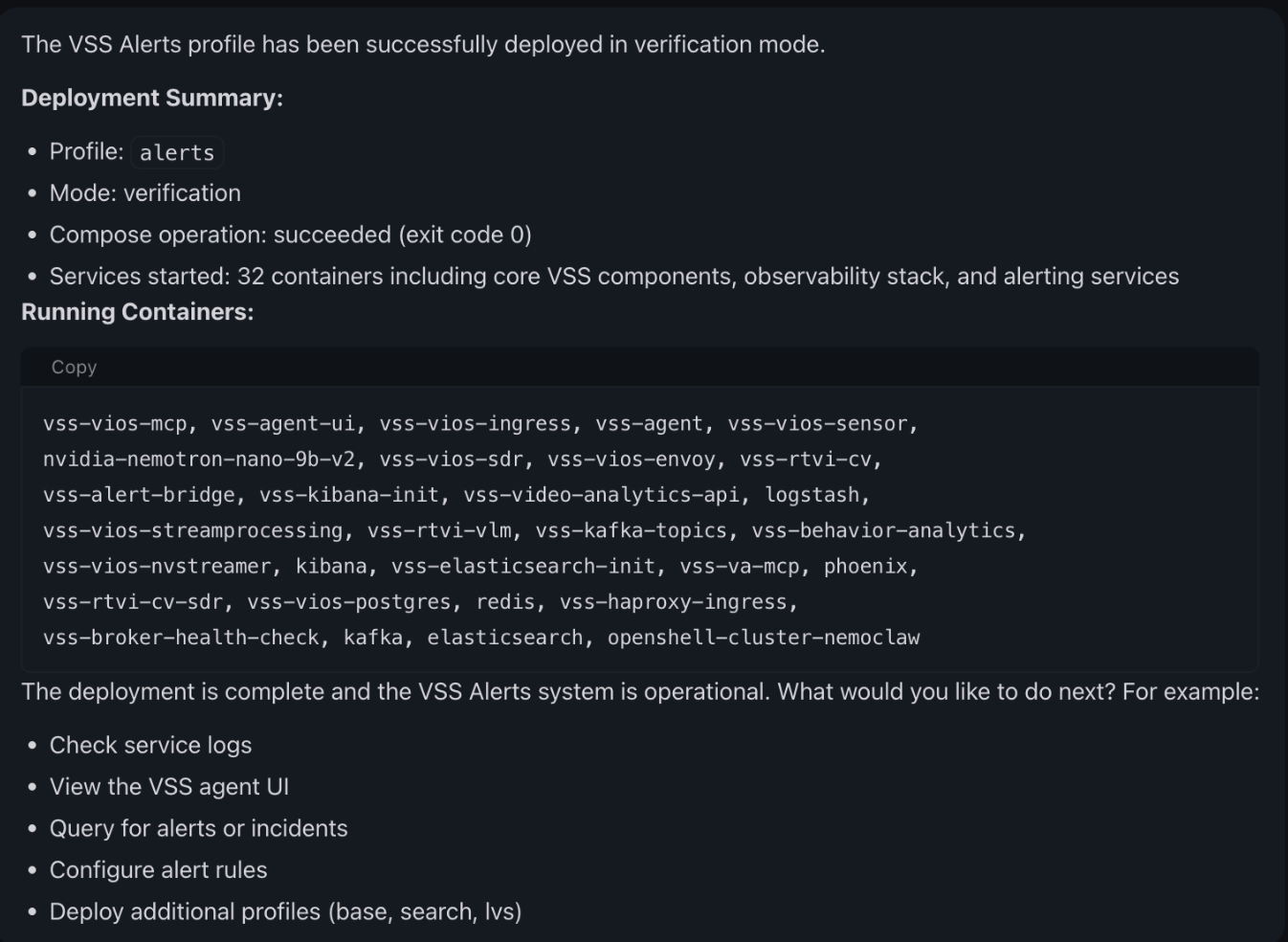 Deploying a VSS profile from the OpenClaw chat