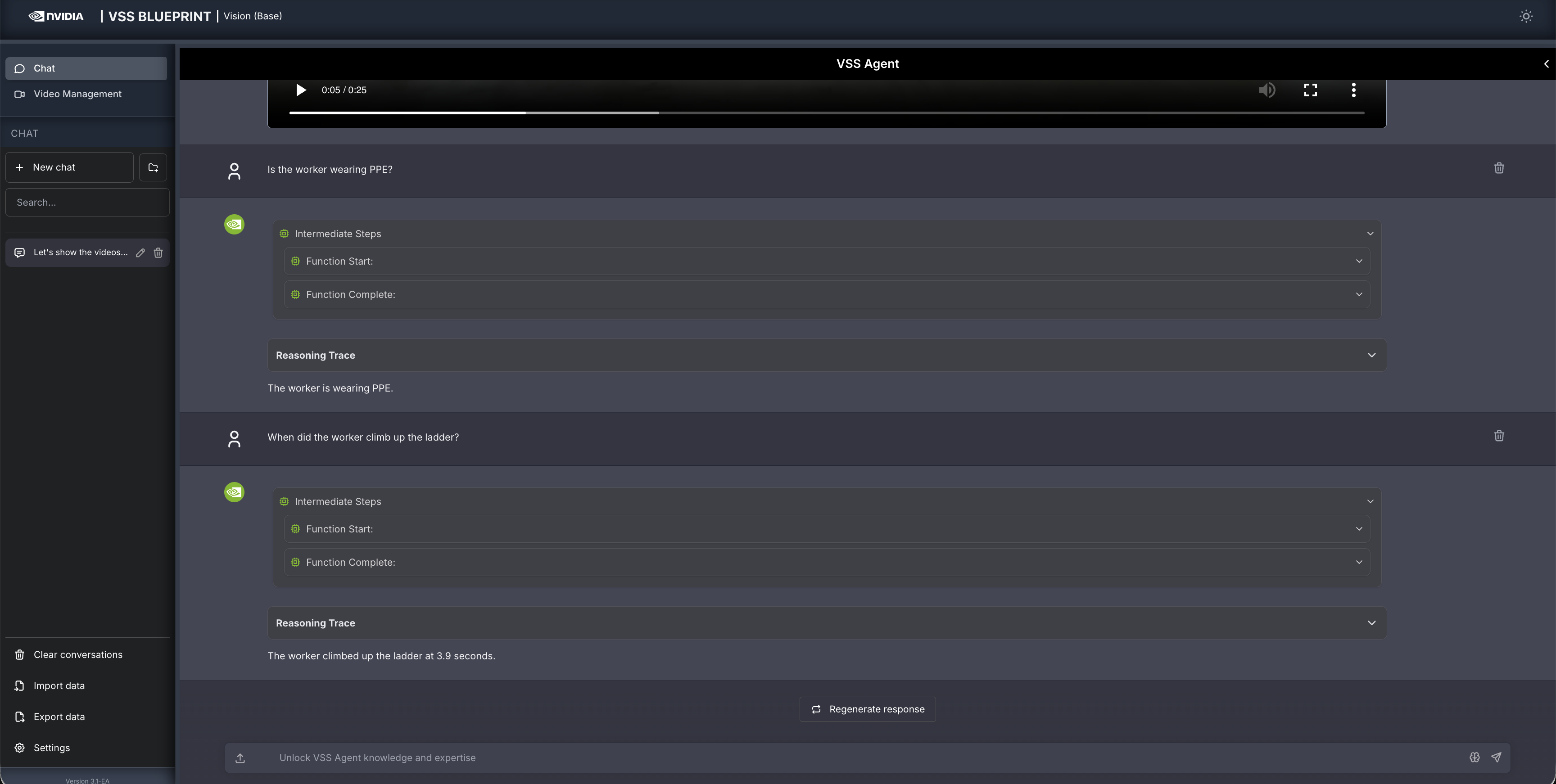 Query: When did the worker climb up the ladder?