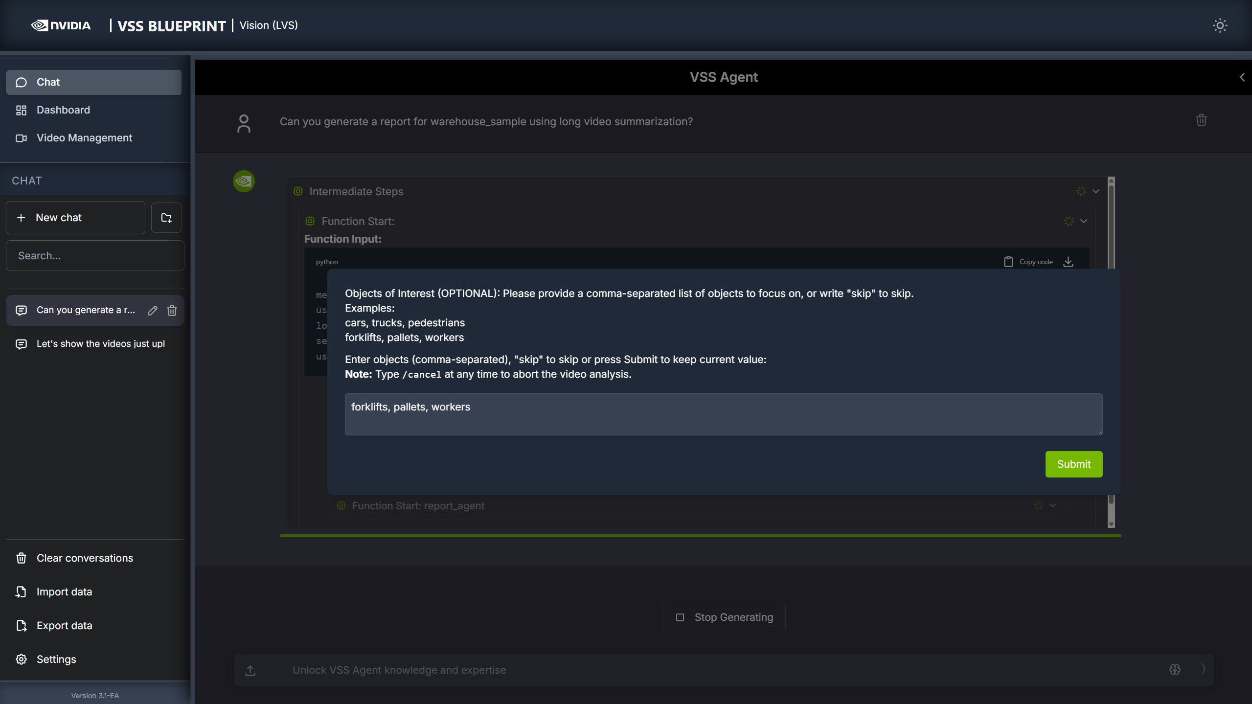 Pop-up for objects of interest input