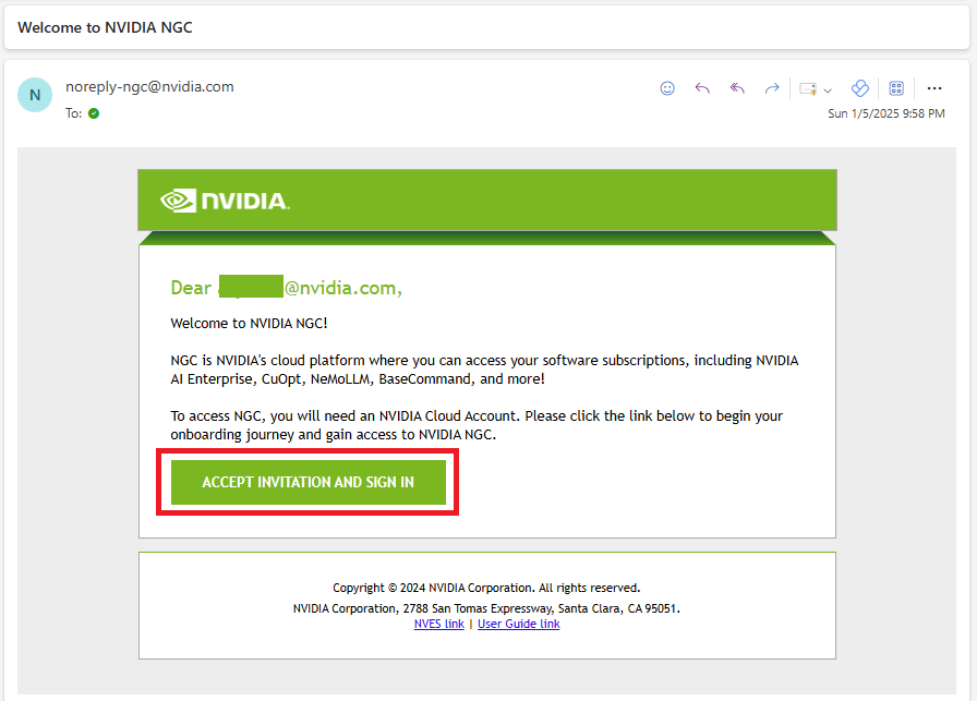 NGC Signup Email